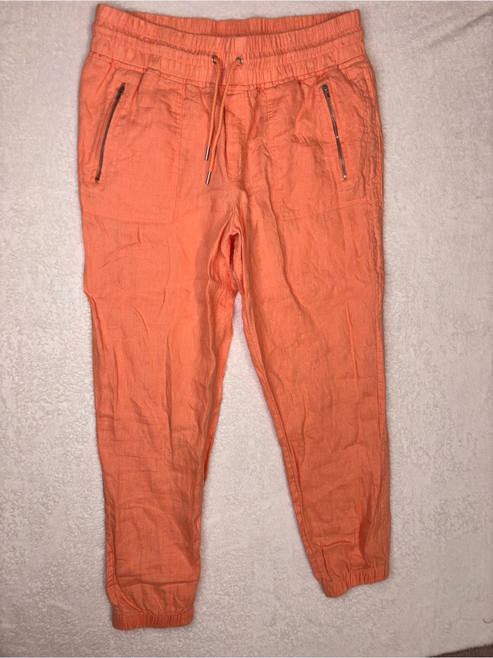 EUC! Athleta Orange Drawstring Jogger Pants Athleisure size xl
